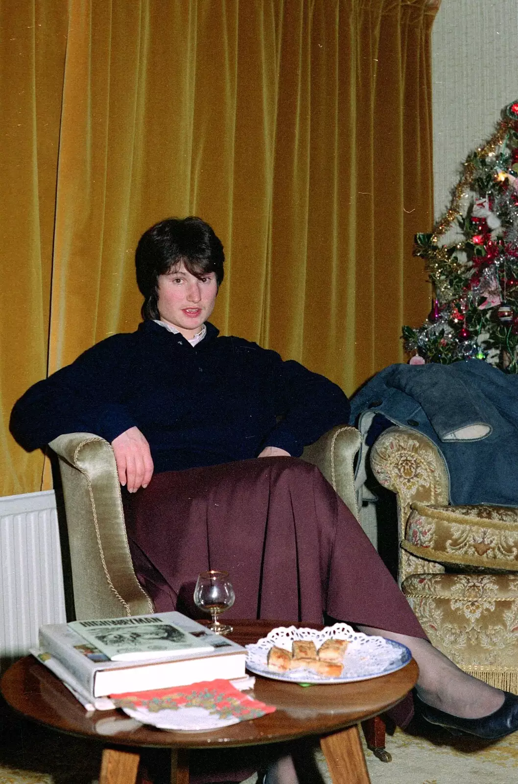 Angela waits for midnight mass, from Uni: A Dinner Party, Harbertonford and Buckfastleigh, Devon - 24th December 1988