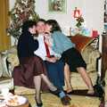 Nosher gets a kiss, Uni: A Dinner Party, Harbertonford and Buckfastleigh, Devon - 24th December 1988