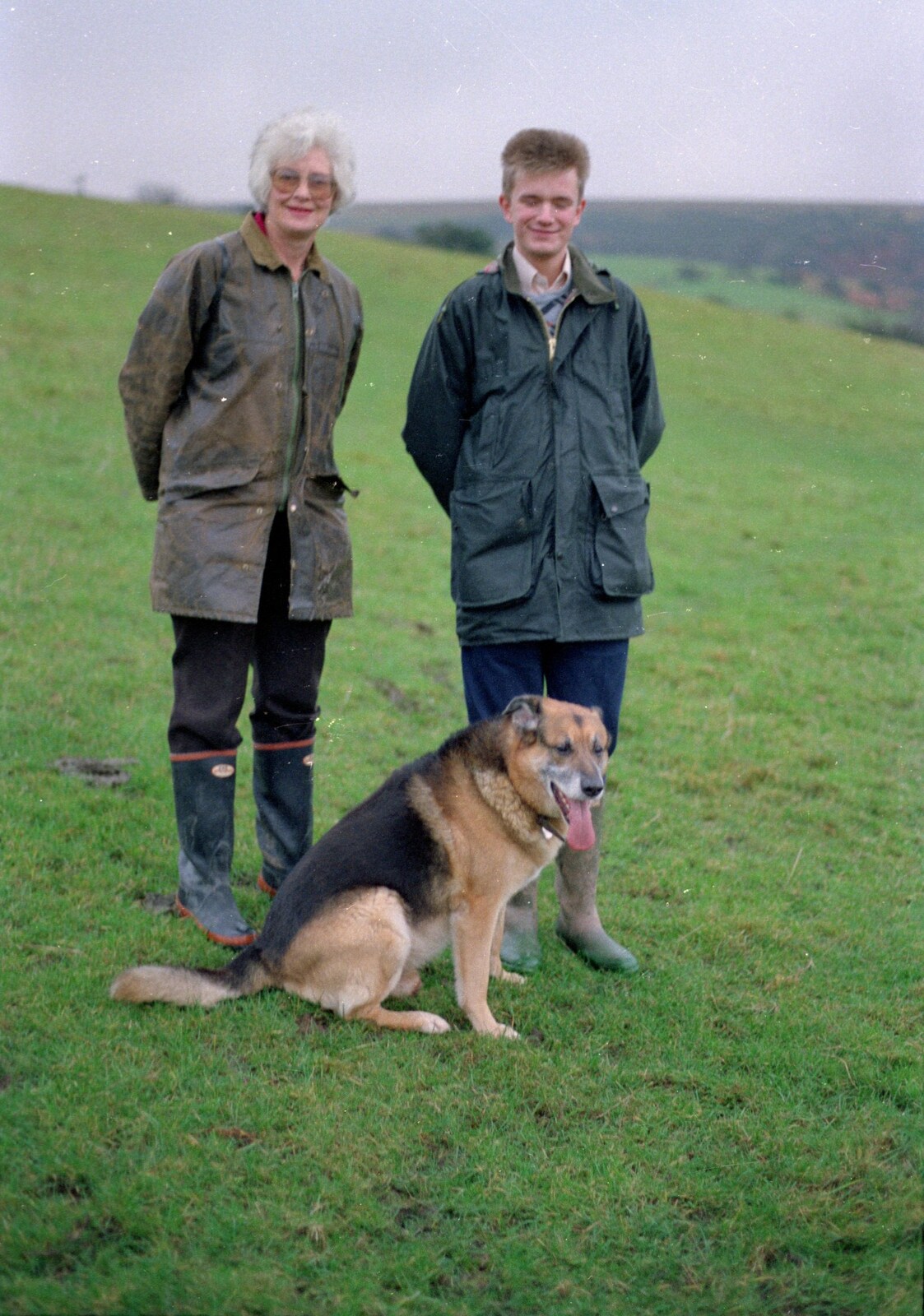 Diana, Nosher and Marty from Christmas at Pitt Farm, Harbertonford, Devon - 25th December 1988