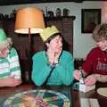 Diana, Helen and Pamela play Trivial Pursuit, Christmas at Pitt Farm, Harbertonford, Devon - 25th December 1988