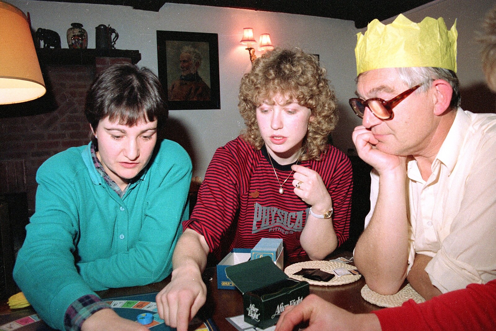 Deep in to a game of Trivial Pursuit from Christmas at Pitt Farm, Harbertonford, Devon - 25th December 1988