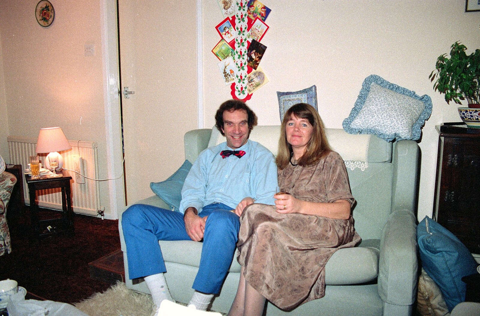 Mike and Mother from Christmas at Pitt Farm, Harbertonford, Devon - 25th December 1988