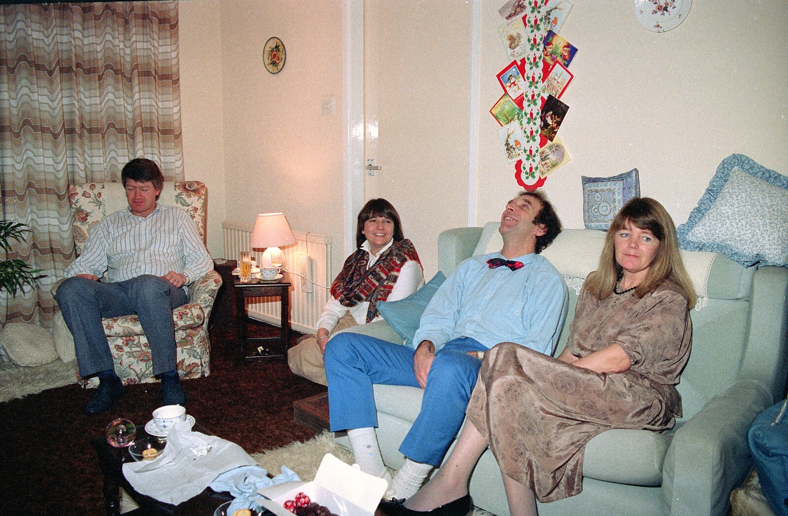 Neil, Caroline, Mike and Mother from Christmas at Pitt Farm, Harbertonford, Devon - 25th December 1988