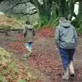 Angela and her dad stump about, Christmas at Pitt Farm, Harbertonford, Devon - 25th December 1988