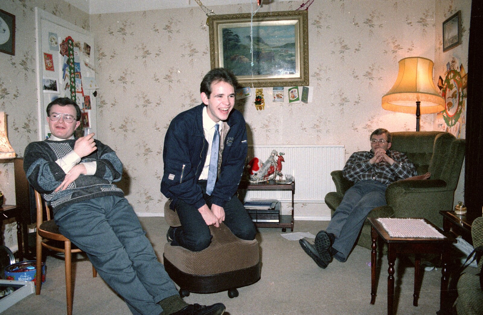 Phil has a laugh from New Year's Eve at Hamish's, New Milton, Hampshire - 31st December 1988