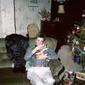 Nosher and cat, New Year's Eve at Hamish's, New Milton, Hampshire - 31st December 1988