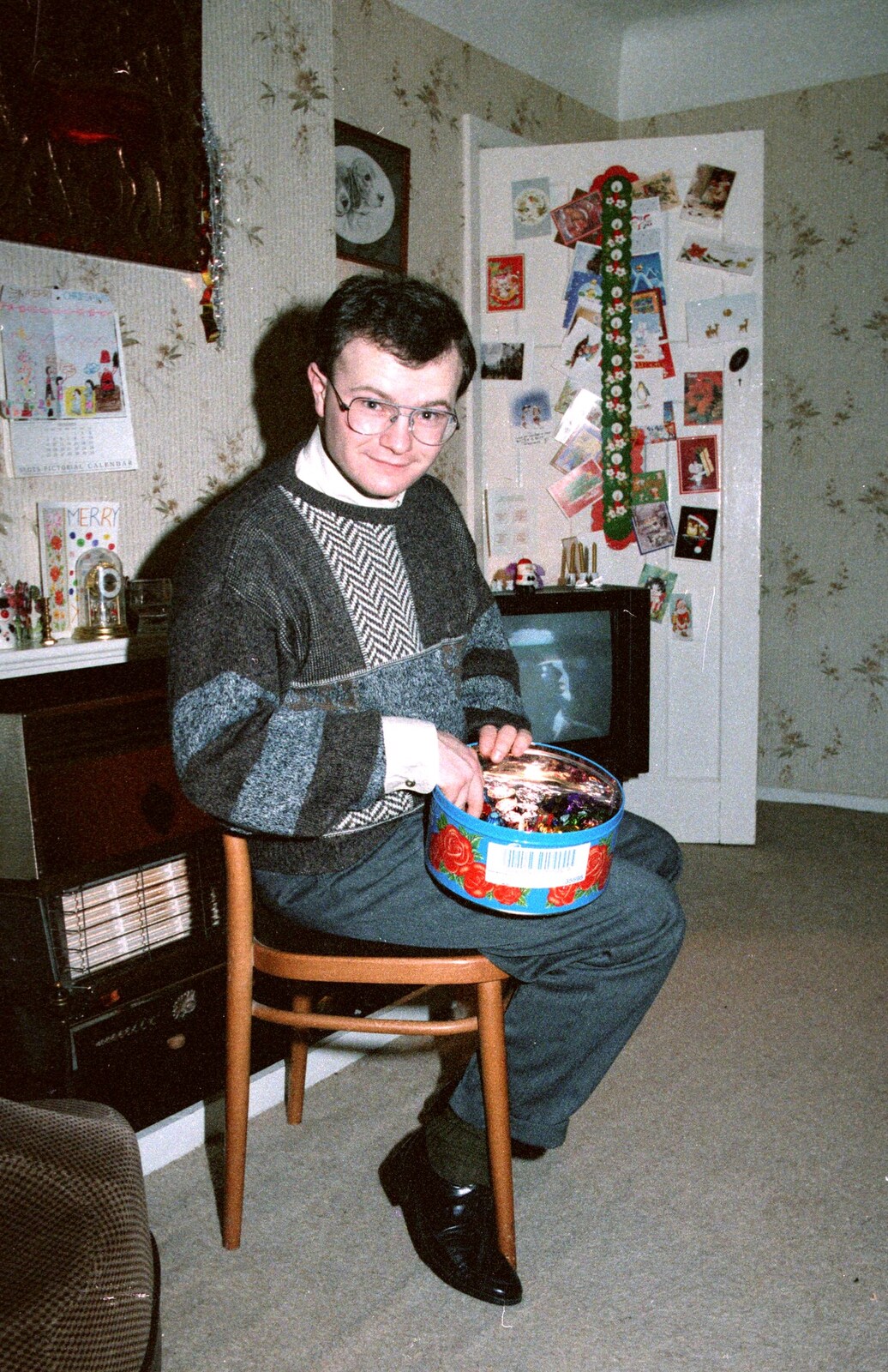 Hamish and a box of Quality Street from New Year's Eve at Hamish's, New Milton, Hampshire - 31st December 1988