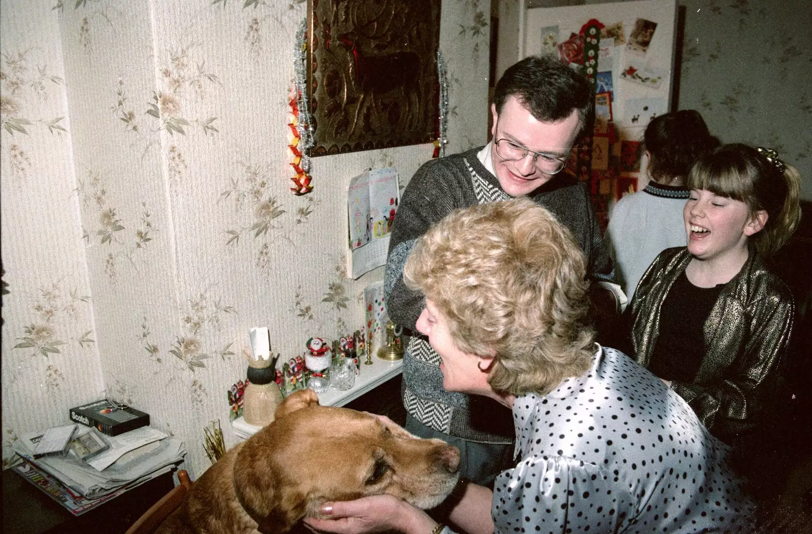 Geordie gets more love from Hamish's mum, from New Year's Eve at Hamish's, New Milton, Hampshire - 31st December 1988