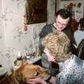 Geordie gets more love from Hamish's mum, New Year's Eve at Hamish's, New Milton, Hampshire - 31st December 1988