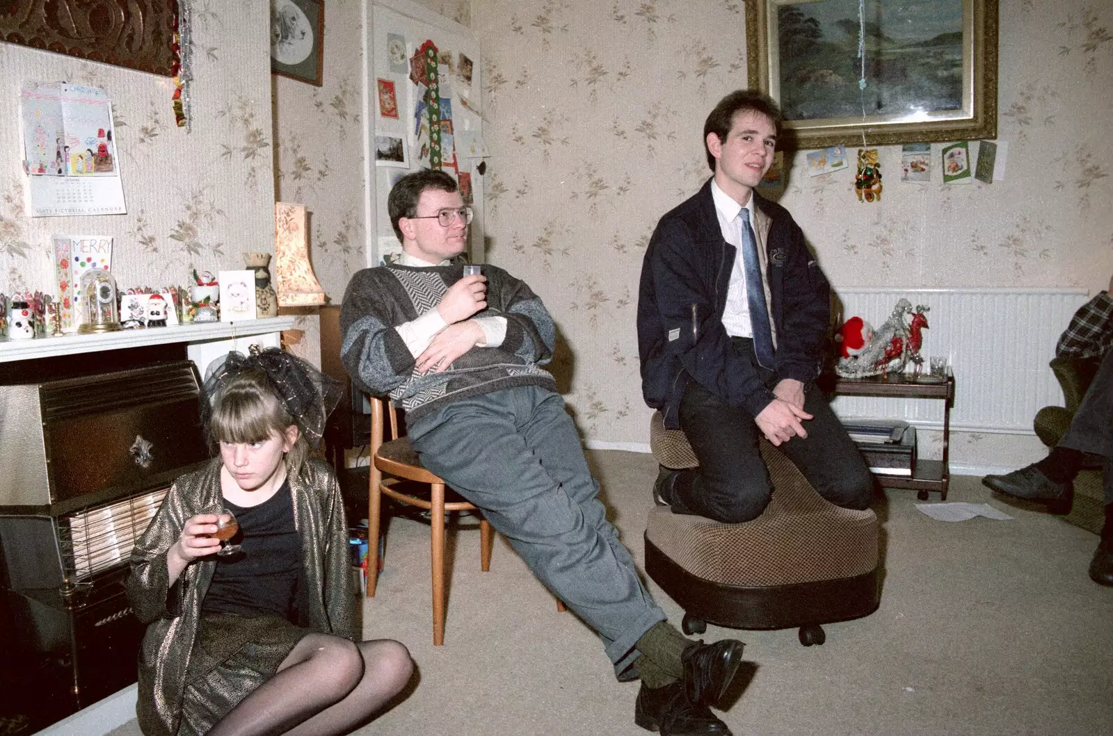 Phil on the kneely chair, from New Year's Eve at Hamish's, New Milton, Hampshire - 31st December 1988