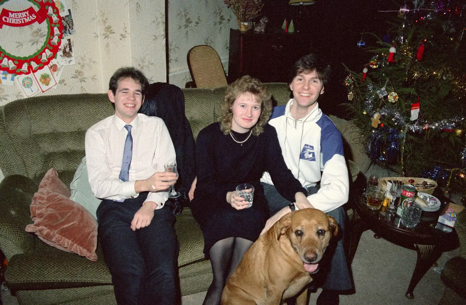 Phil, Maria and Sean, from New Year's Eve at Hamish's, New Milton, Hampshire - 31st December 1988