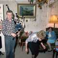 Hamish's dad fires up the bagpipes, New Year's Eve at Hamish's, New Milton, Hampshire - 31st December 1988