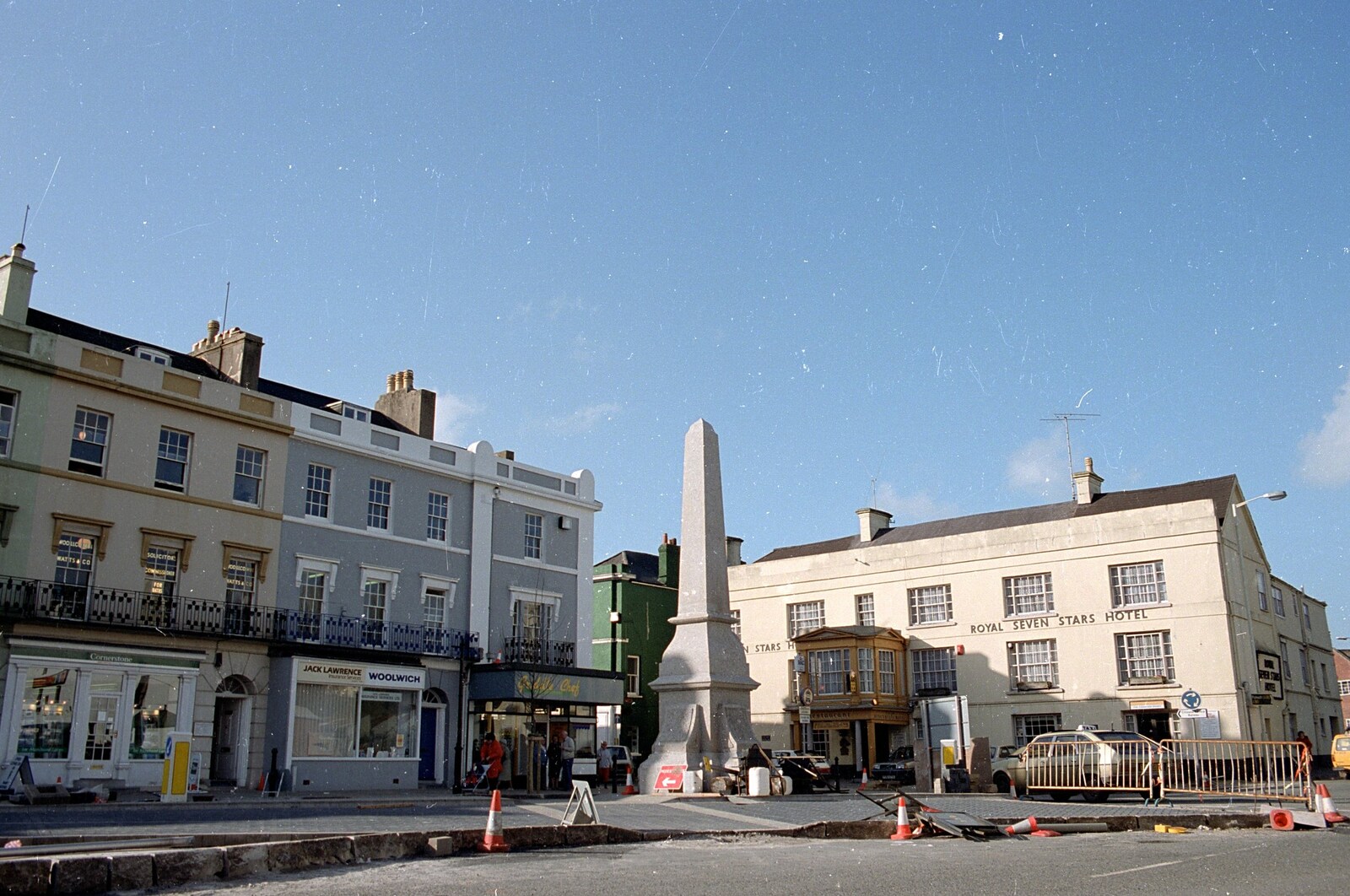 Totnes Market Square, all dug up from Uni: Totnes and Dartmoor Pasties, Devon - 2nd March 1989