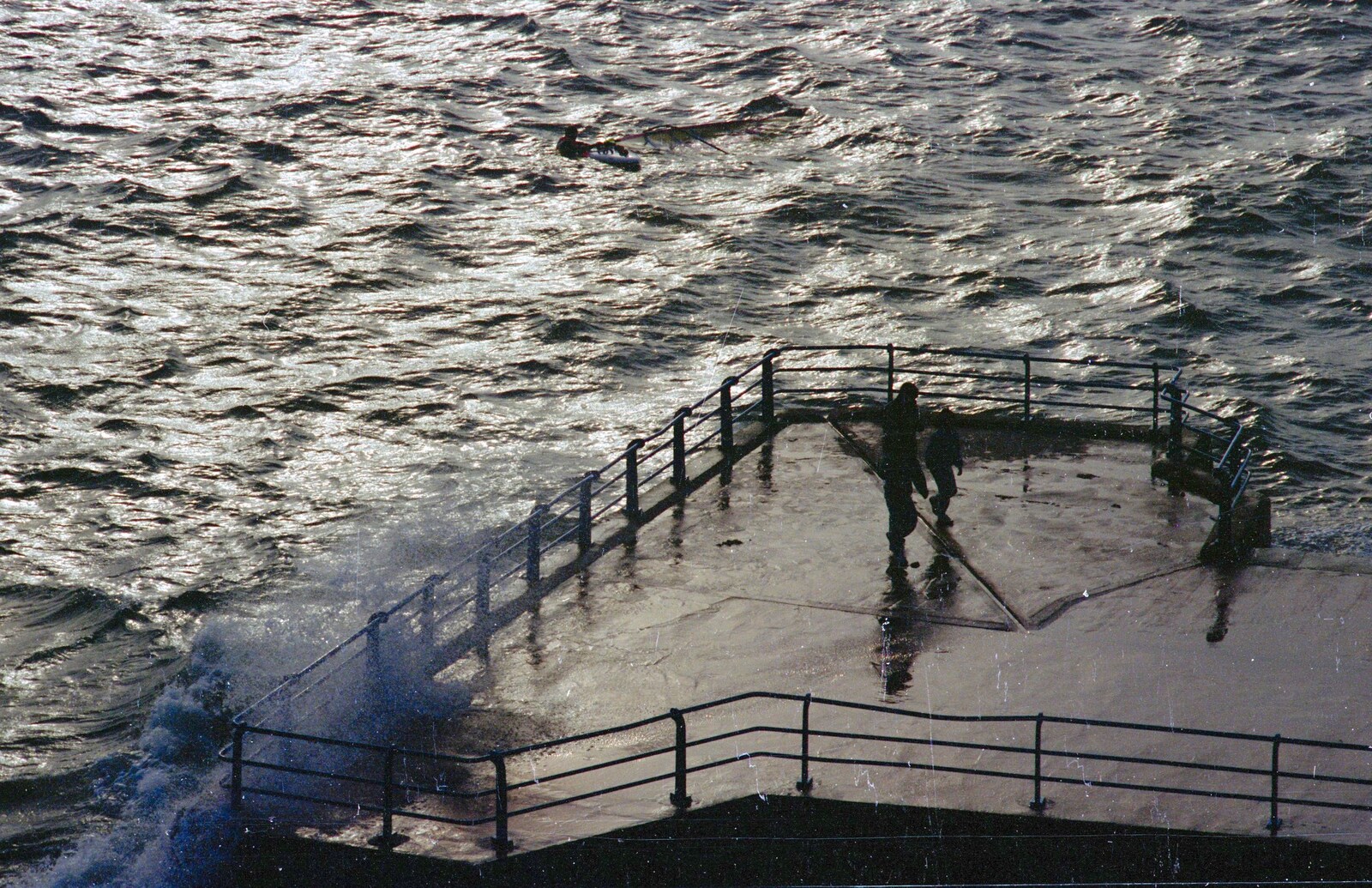 People on the pier from Uni: Totnes and Dartmoor Pasties, Devon - 2nd March 1989