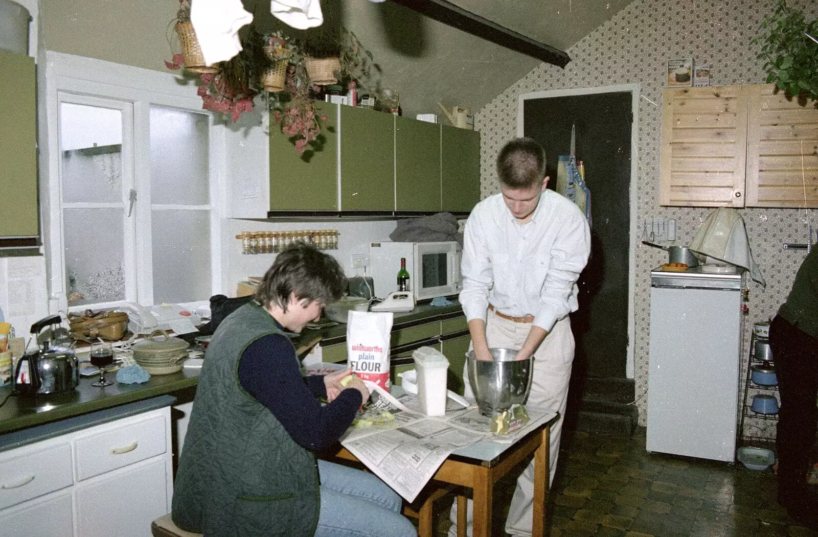 Nosher makes pastry in the Pitt Farm kitchen, from Uni: Wembury and Slapton, Devon - 18th March 1989