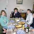 Dinner is complete with a bottle of Sainsbury's Minervois, Uni: Wembury and Slapton, Devon - 18th March 1989