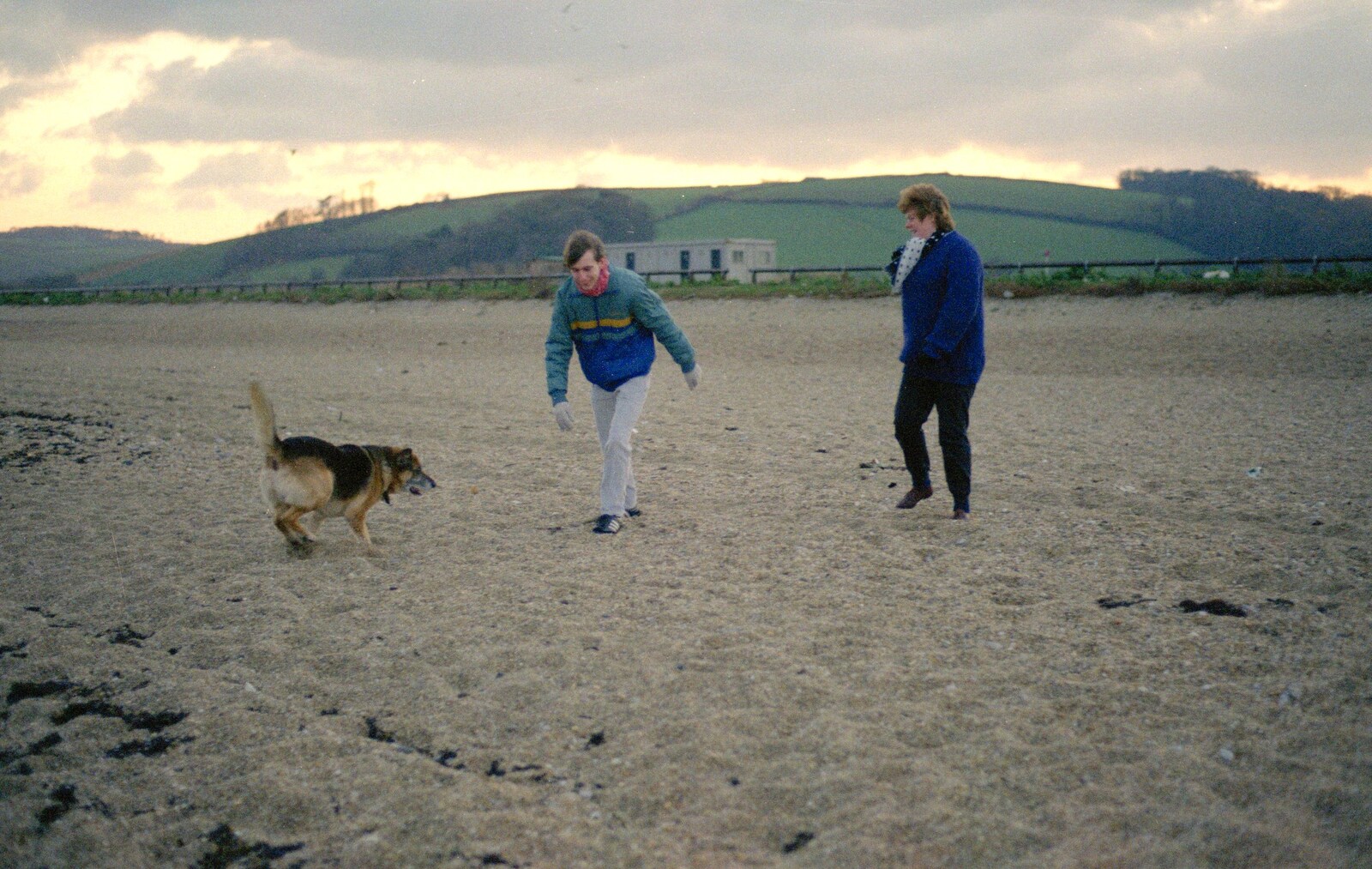 Marty, Dave and Kate from Uni: Wembury and Slapton, Devon - 18th March 1989