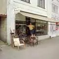 Jon outside the front of the antique shop, Barton-on-Sea and Farnborough Miscellany, Hampshire - 26th March 1989