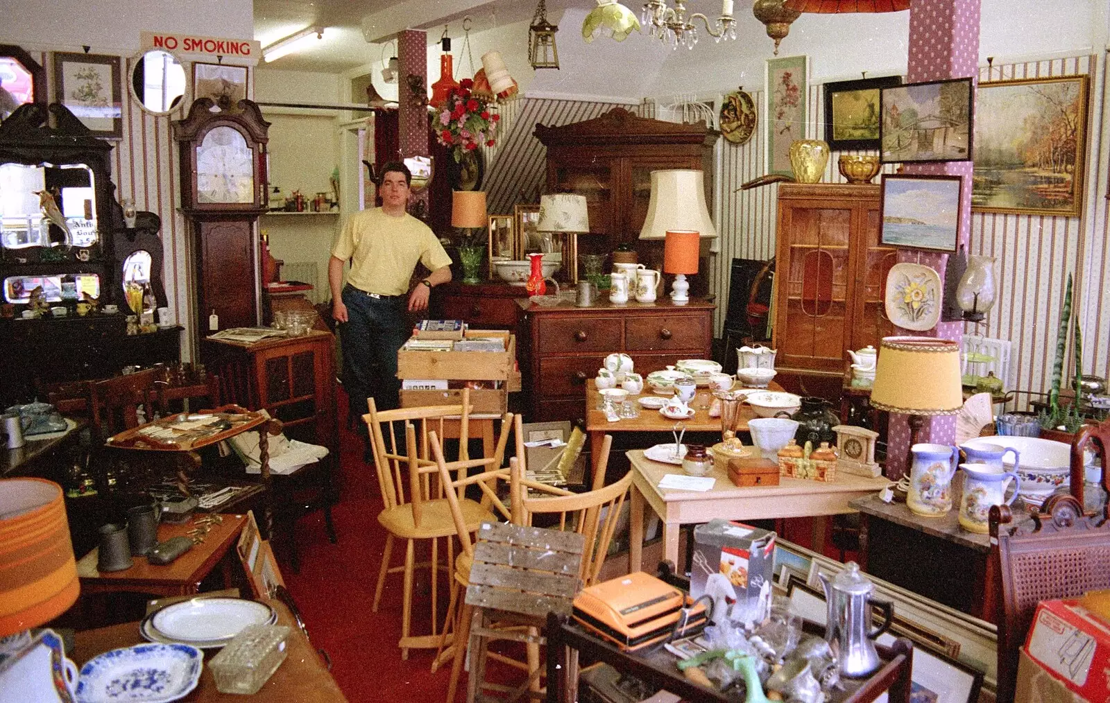 Jon in the antique shop on Old Milton Road, from Barton-on-Sea and Farnborough Miscellany, Hampshire - 26th March 1989