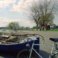 The Vineyard, Christchurch and Pizza, New Milton and the New Forest - 2nd April 1989, Nosher's bike, a boat and the bandstand at Christchurch Quay