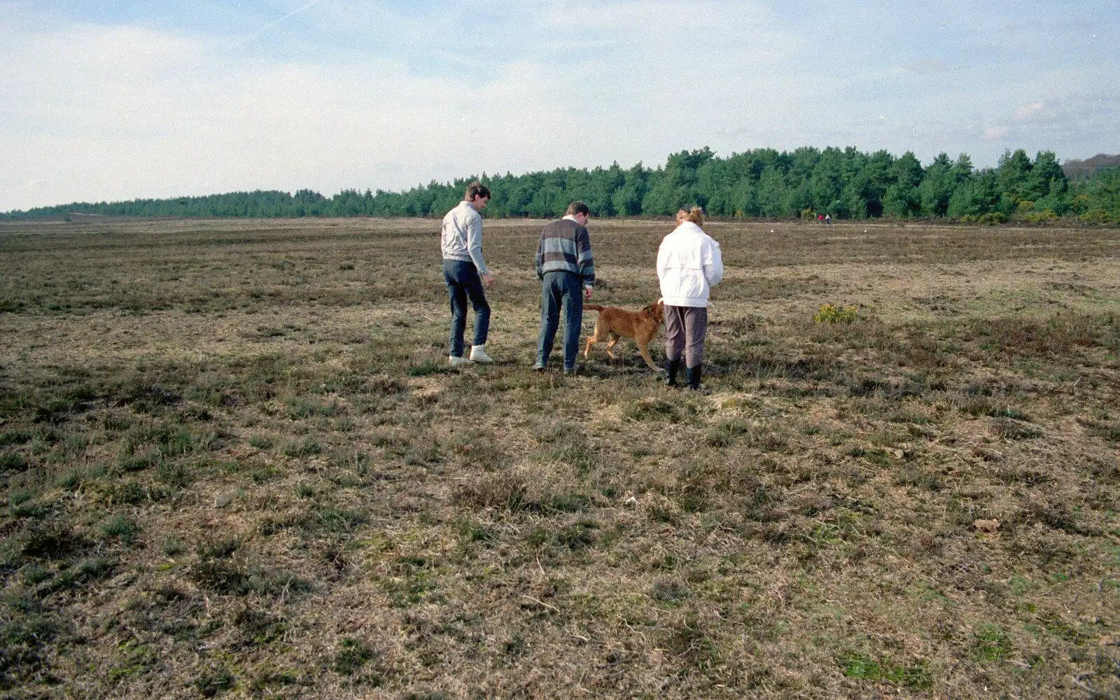 Sean, Hamish, Geordie and Maria on Wilverly Plain, from The Vineyard, Christchurch and Pizza, New Milton and the New Forest - 2nd April 1989