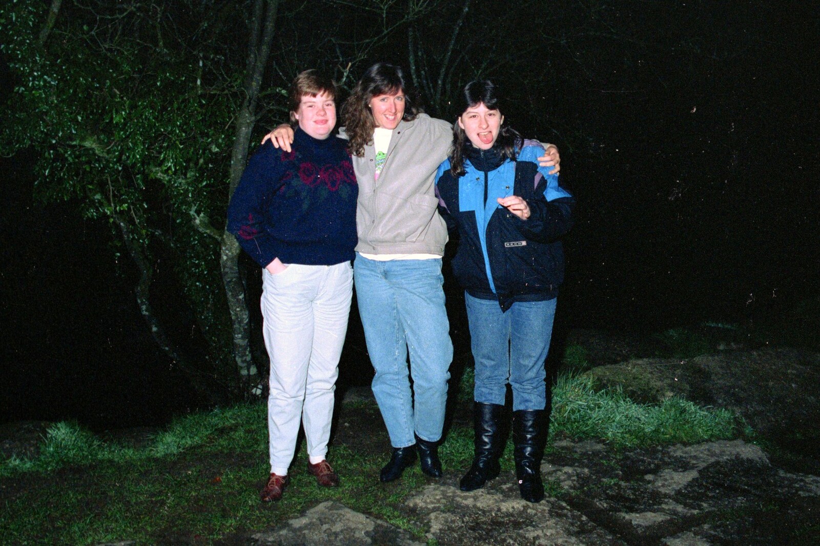 Kate, Caroline and Jackie at Postbridge from Uni: Dartmoor Night and Day, Dartmouth and a bit of Jiu Jitsu, Devon - 29th April 1989