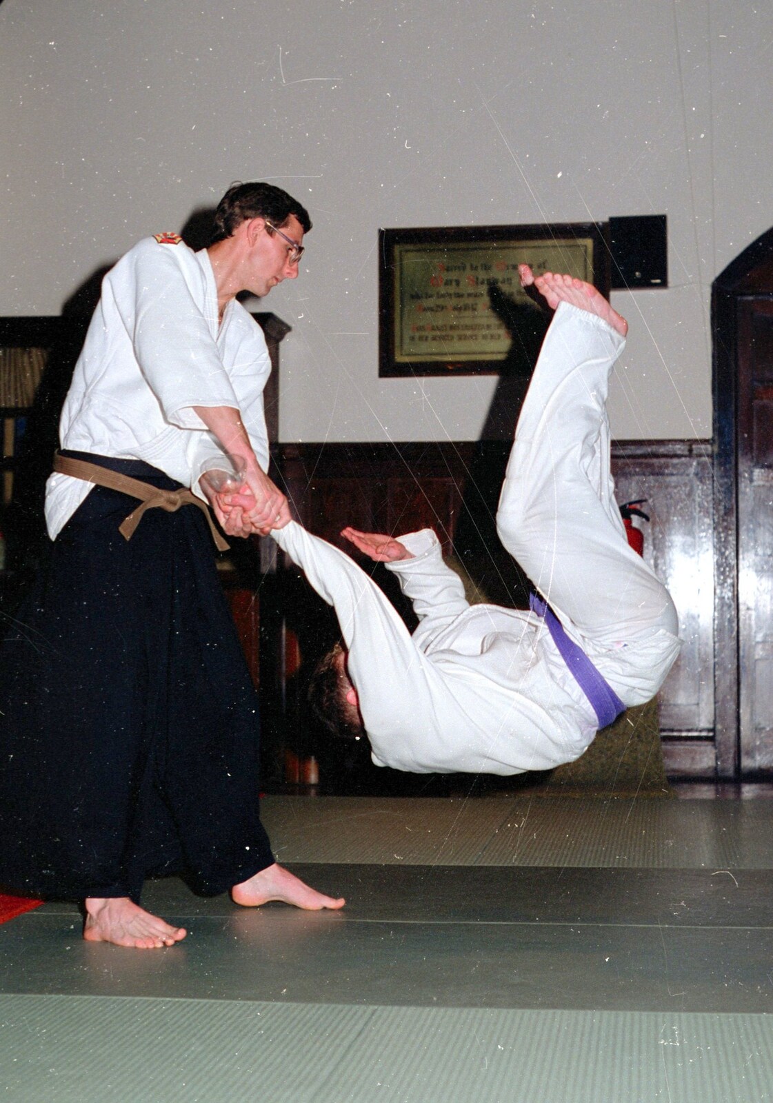 Dobbs lobs someone over on to the mat from Uni: Dartmoor Night and Day, Dartmouth and a bit of Jiu Jitsu, Devon - 29th April 1989