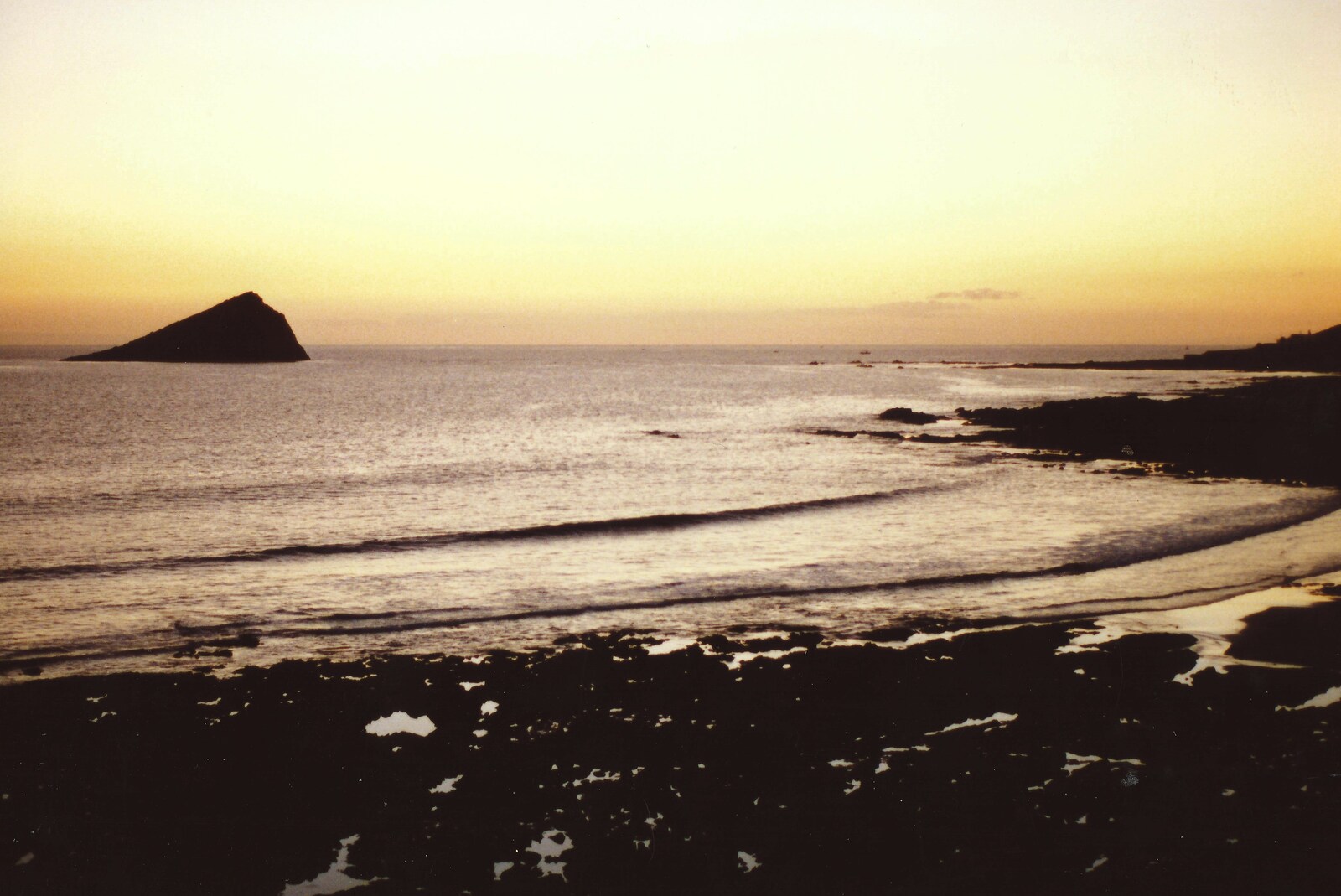 The Great Mewstone and Wembury Beach in the sunset from Uni: Dartmoor Night and Day, Dartmouth and a bit of Jiu Jitsu, Devon - 29th April 1989