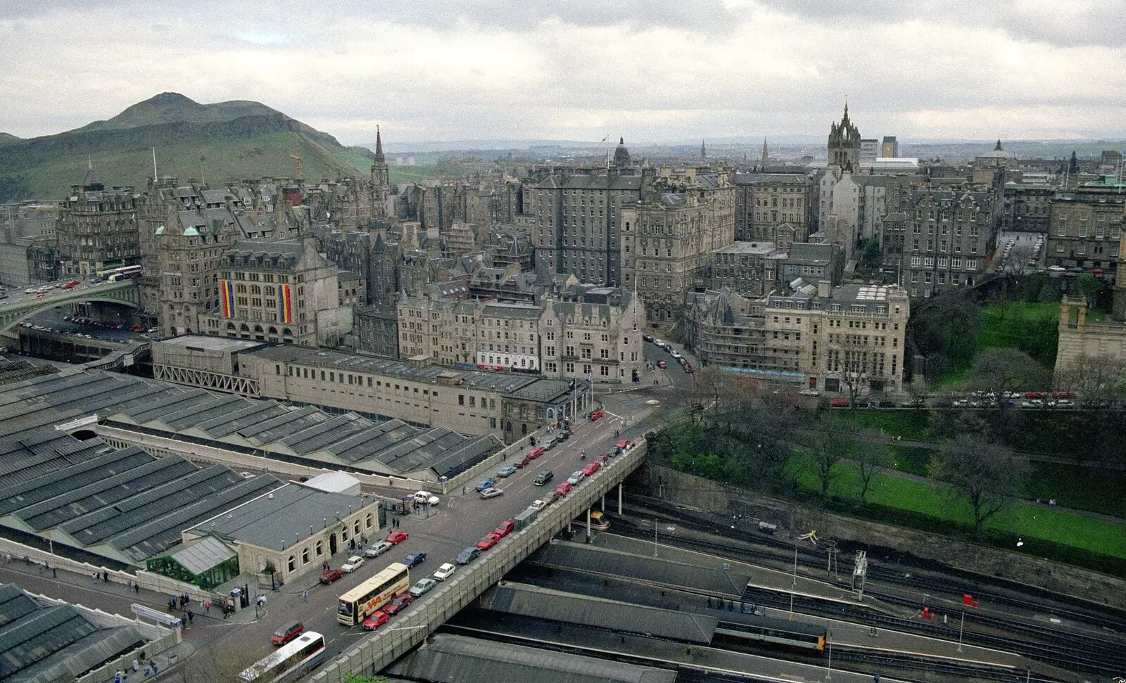 A view over Edinburgh's railway station, from Uni: A Trip To Glasgow and Edinburgh, Scotland - 15th May 1989