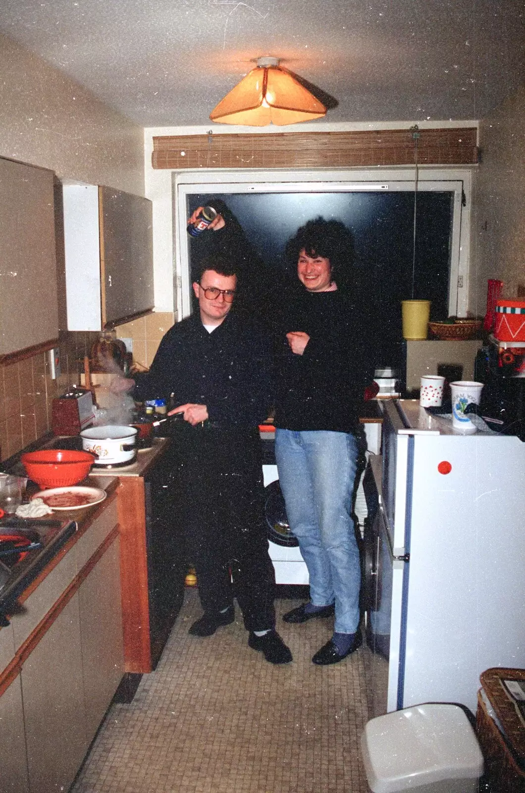 Angela pretends to pour beer on Hamish's head, from Uni: A Trip To Glasgow and Edinburgh, Scotland - 15th May 1989