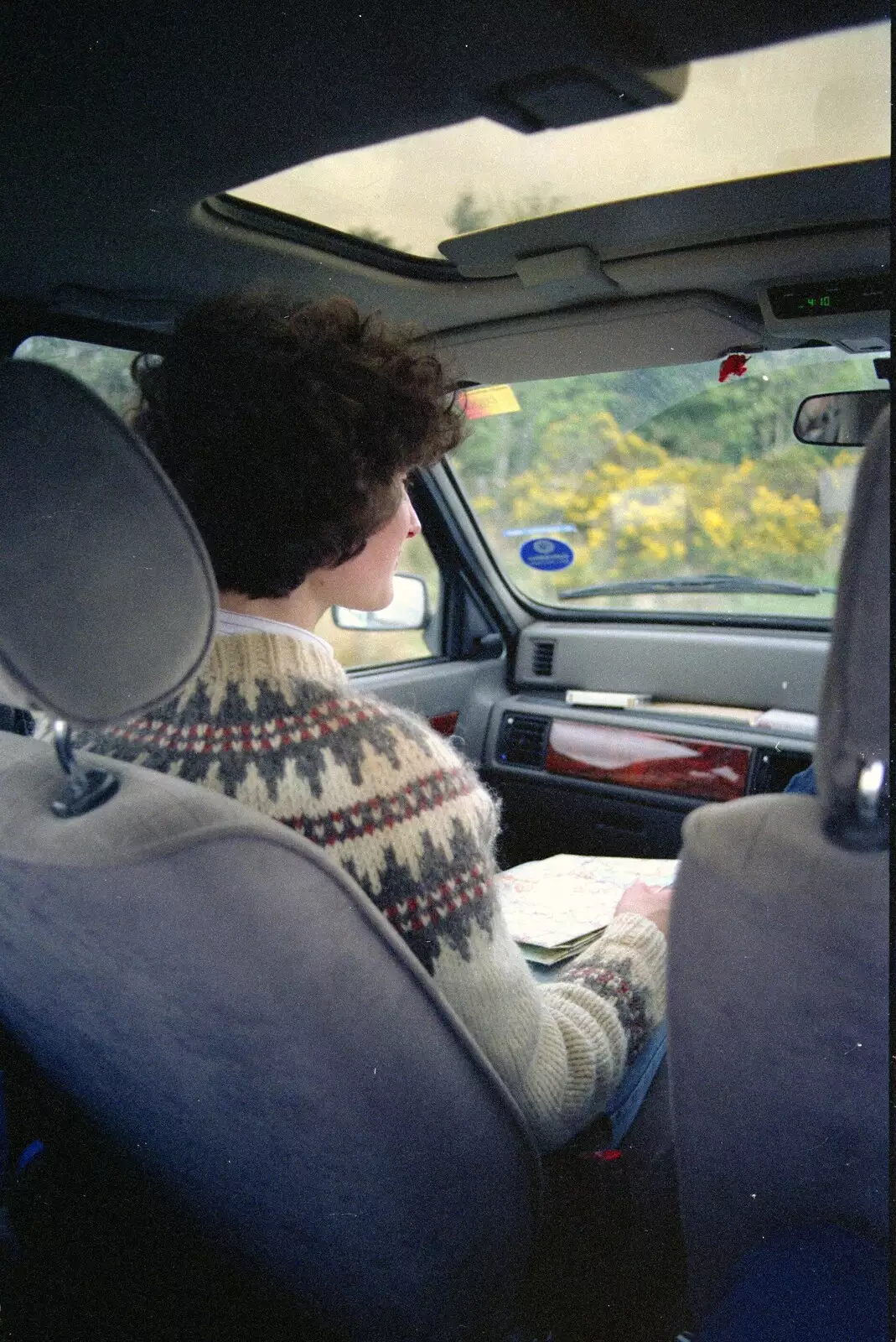 Angela in Hamish's car, from Uni: A Trip To Glasgow and Edinburgh, Scotland - 15th May 1989