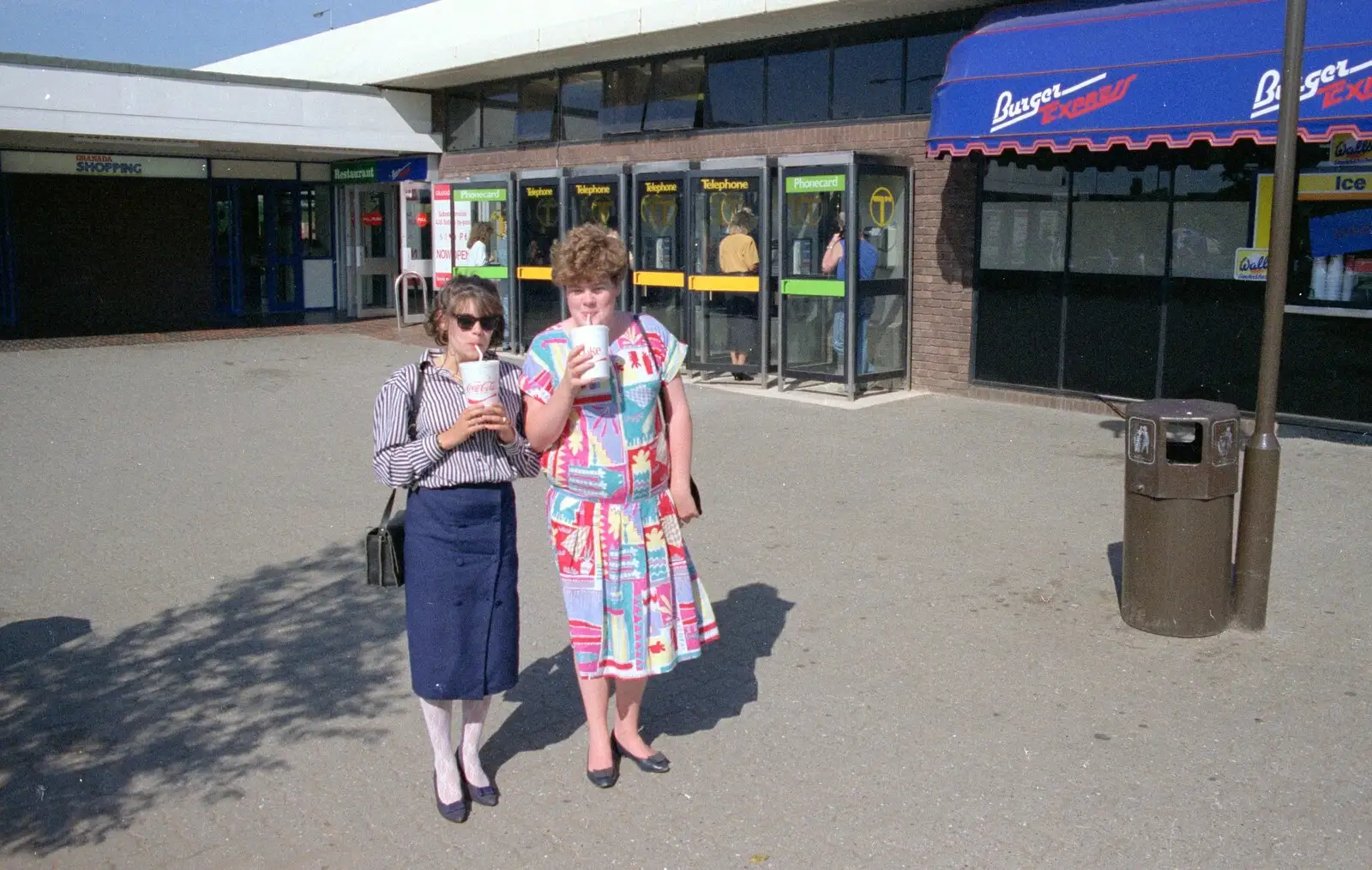 Michelle and Kate at Chievley Services on the M4, from Uni: A Trip to Yeovil, Shaftesbury, and the Tamar Bridge - 28th May 1989