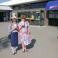 Michelle and Kate at Chievley Services on the M4, Uni: A Trip to Yeovil, Shaftesbury, and the Tamar Bridge - 28th May 1989