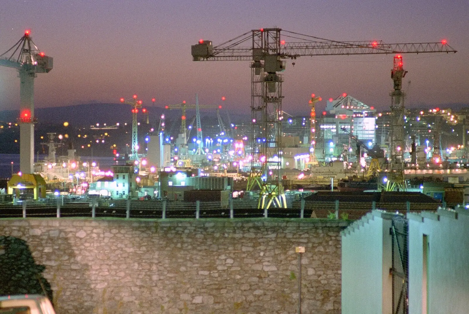 The bright lights of Devonport Dockyard, from Uni: A Trip to Yeovil, Shaftesbury, and the Tamar Bridge - 28th May 1989