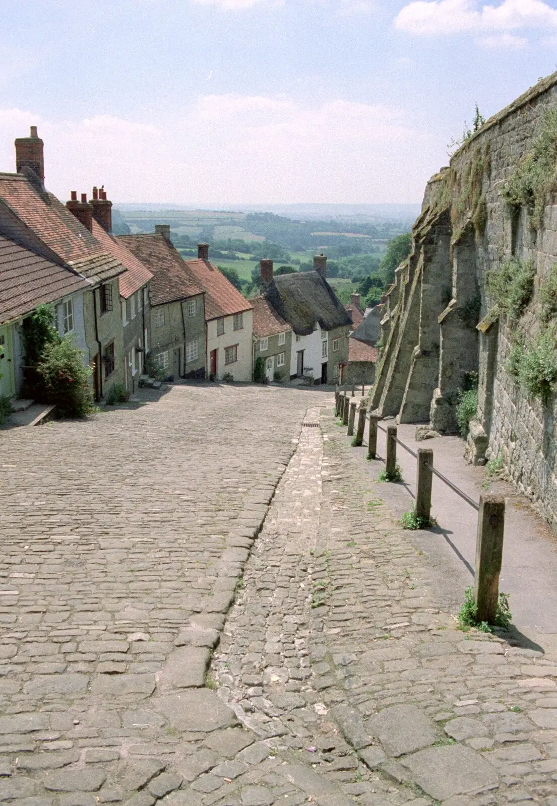 View from the top of Gold Hill, from Uni: A Trip to Yeovil, Shaftesbury, and the Tamar Bridge - 28th May 1989