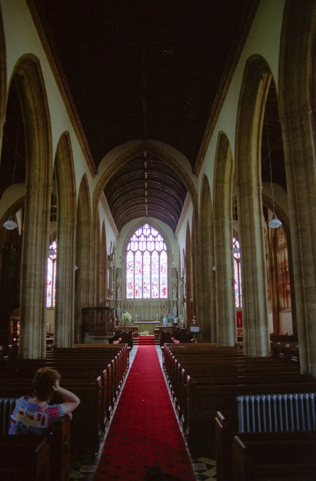 Kate sits in a church in Yeovil, from Uni: A Trip to Yeovil, Shaftesbury, and the Tamar Bridge - 28th May 1989