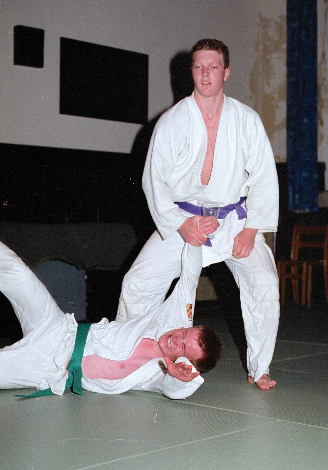 This one looks painful from Uni: Riki's Barbeque and Dobbs' Jitsu, Plymouth, Devon - 2nd June 1989