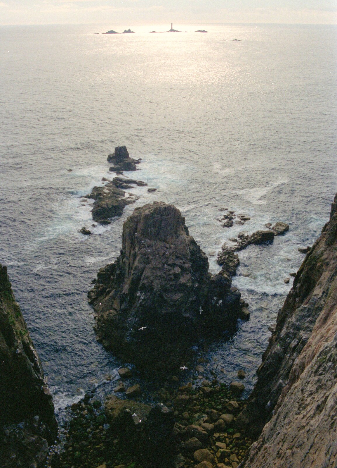 The Eddystone Rock lighthouse from Uni: An End-of-it-all Trip to Land's End, Cornwall - 13th June 1989