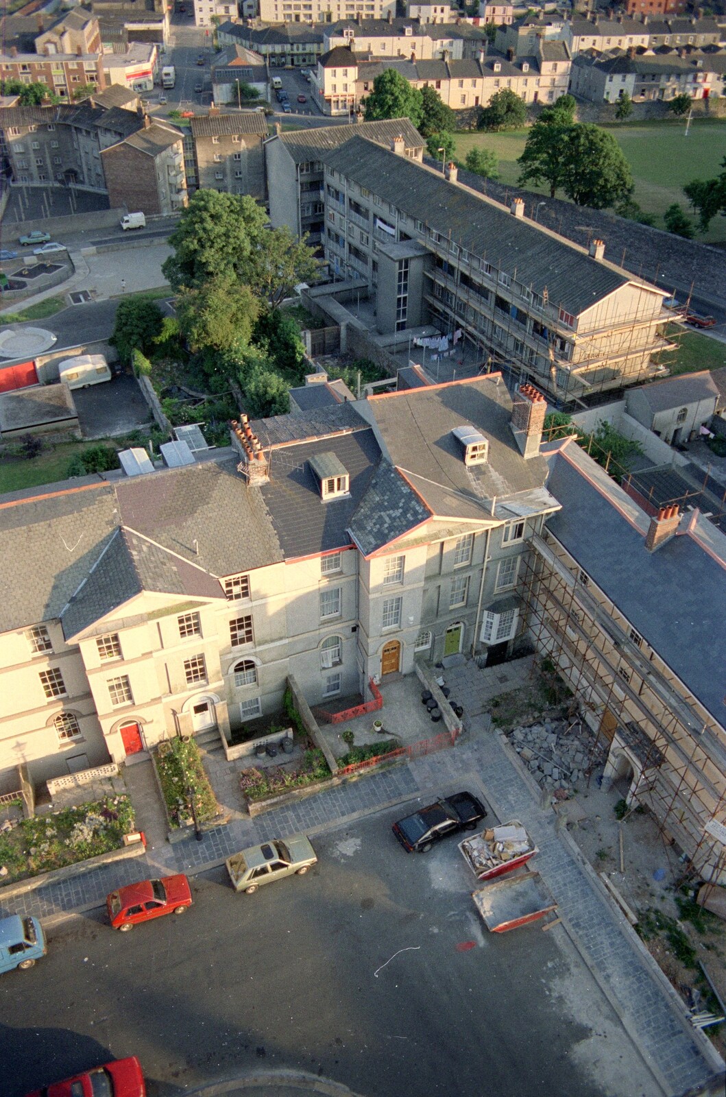 Our corner of Wyndham Square from Uni: Views From St. Peter's Church Tower, Wyndham Square, Plymouth, Devon - 15th June 1989