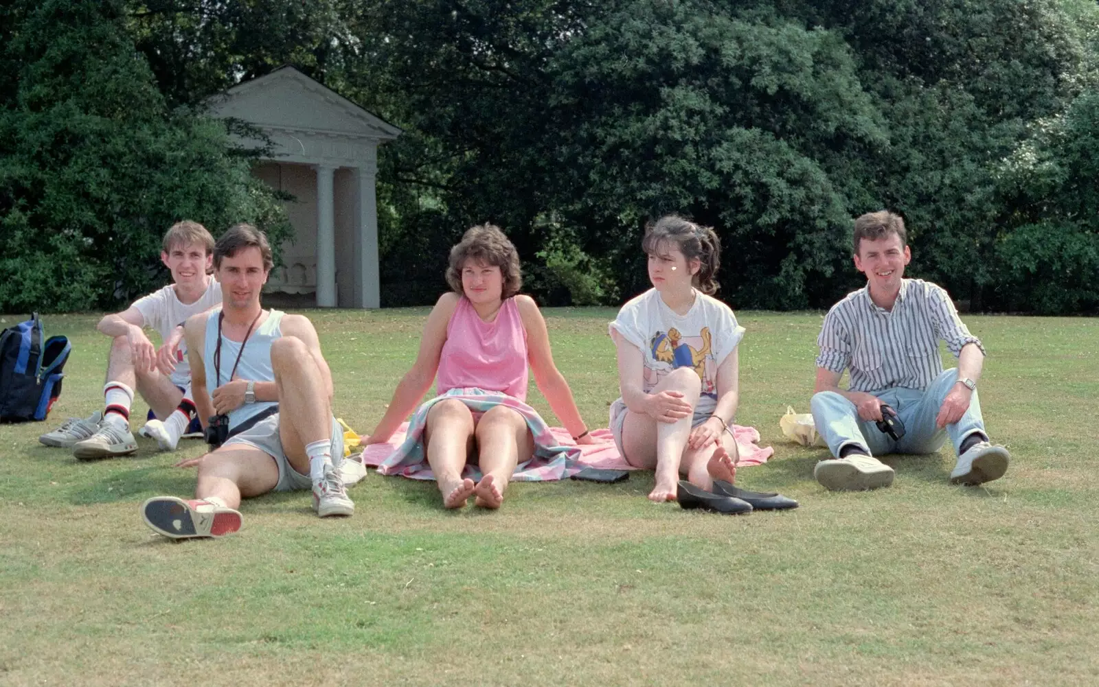 Dave, Riki, Angela, Jackie and John, from Uni: A Trip to Mount Edgcumbe, Cornwall - 17th June 1989