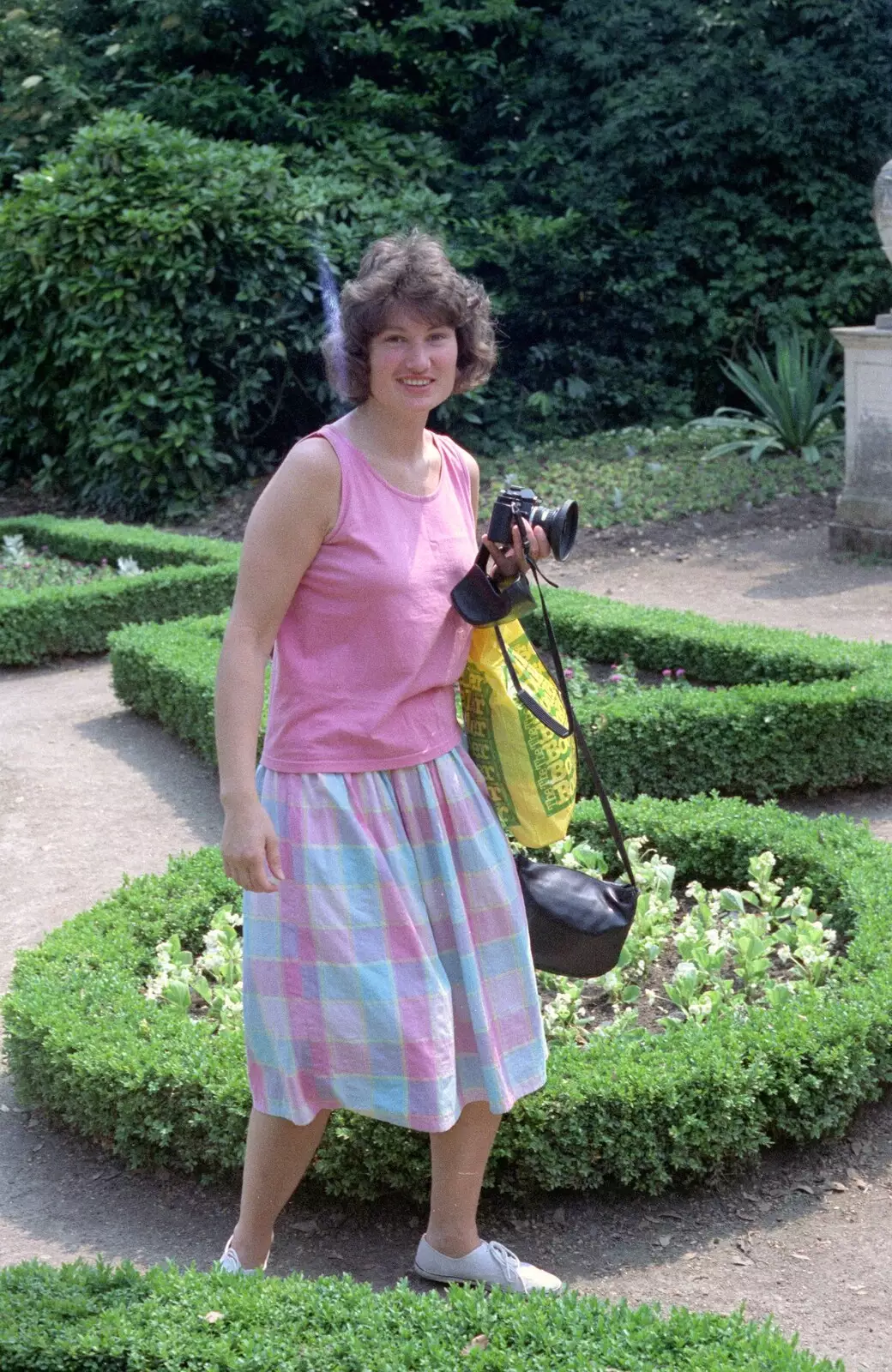 Angela roams around with a camera, from Uni: A Trip to Mount Edgcumbe, Cornwall - 17th June 1989