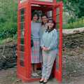The gang cram in to a K6 phone box, Uni: A Trip to Mount Edgcumbe, Cornwall - 17th June 1989