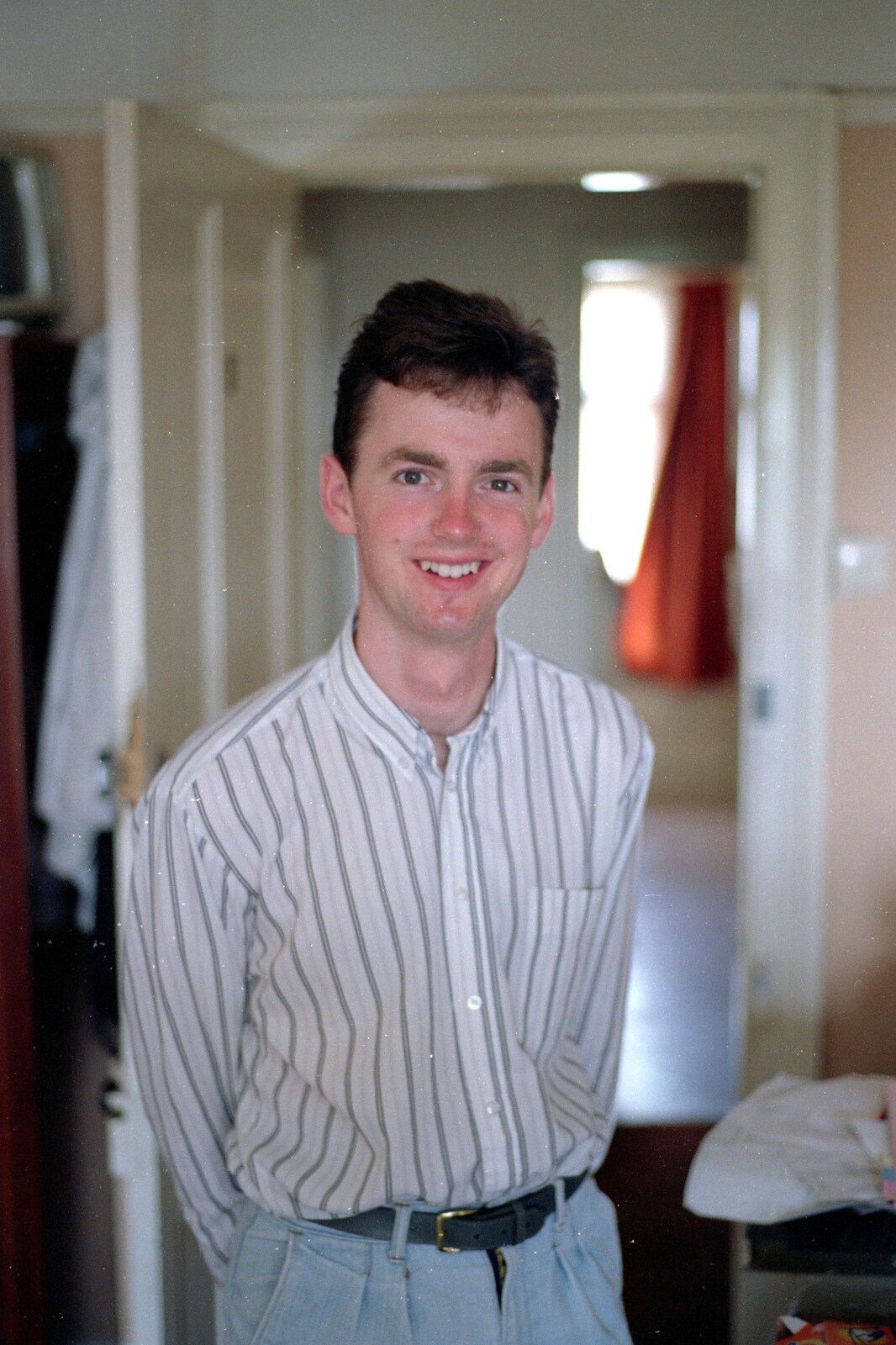 John in Nosher's room, before we head off from Uni: A Trip to Mount Edgcumbe, Cornwall - 17th June 1989
