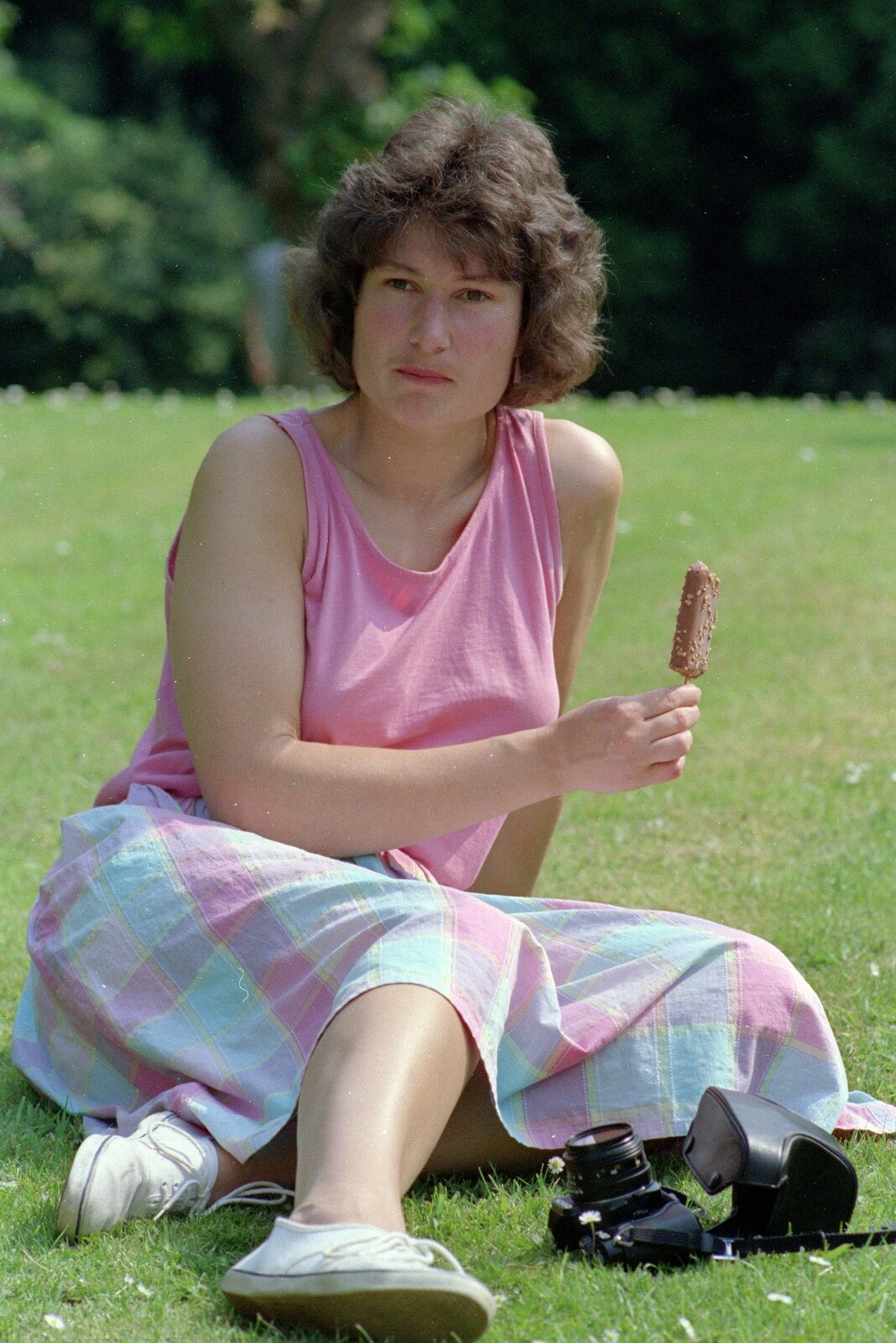 Angela on the ice-cream from Uni: Another Side of Student Life, Yelverton, Devon - 23rd June 1989
