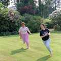 Kate and Jackie run around the garden like lunatics, Uni: Another Side of Student Life, Yelverton, Devon - 23rd June 1989