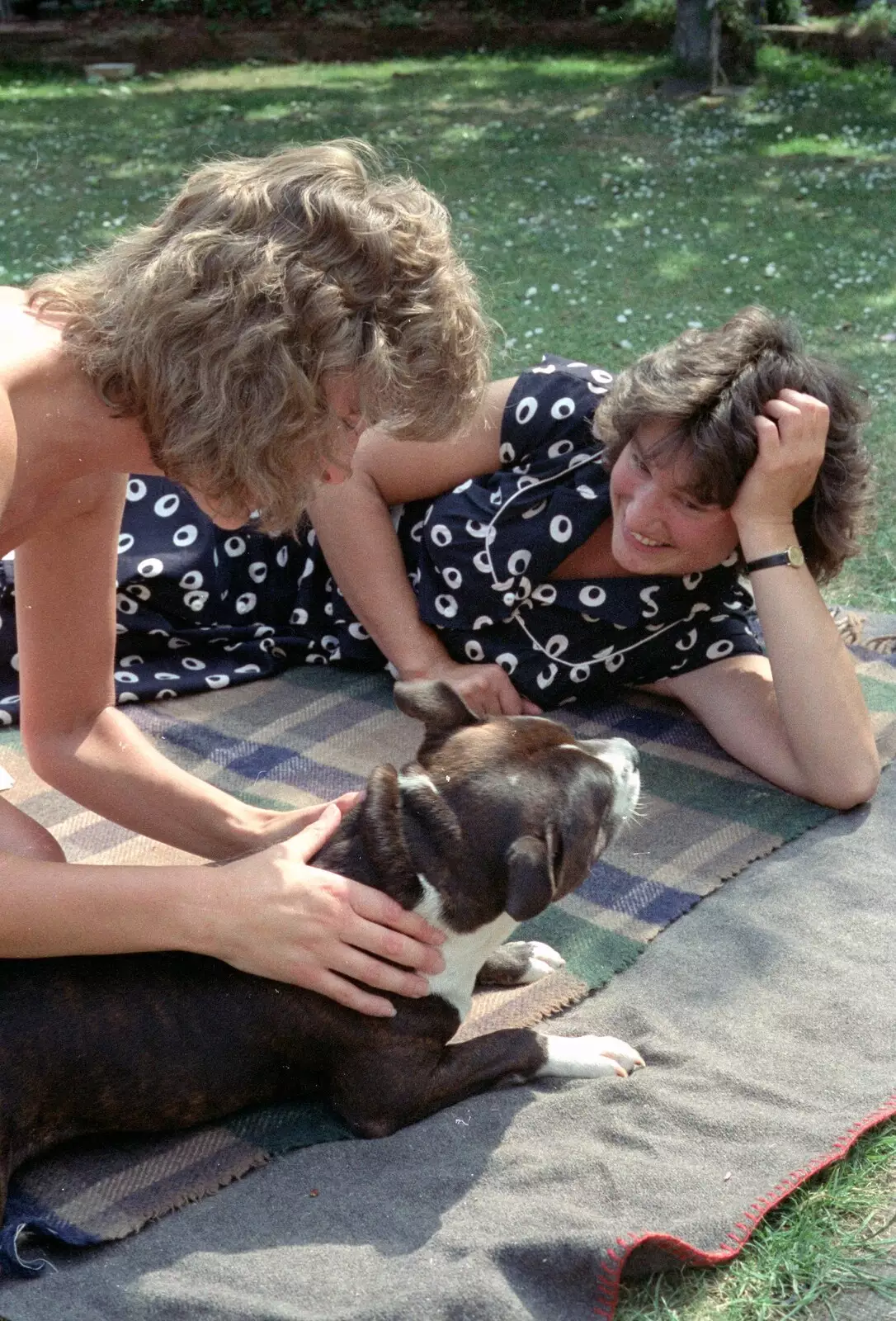 Jane, Angela and dog, from Uni: A Trip to the Riviera and Oberon Gets New Shoes, Torquay and Harbertonford, Devon - 3rd July 1989