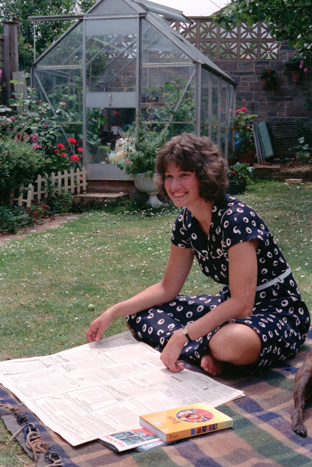 Angela looks for jobs in the paper from Uni: A Trip to the Riviera and Oberon Gets New Shoes, Torquay and Harbertonford, Devon - 3rd July 1989