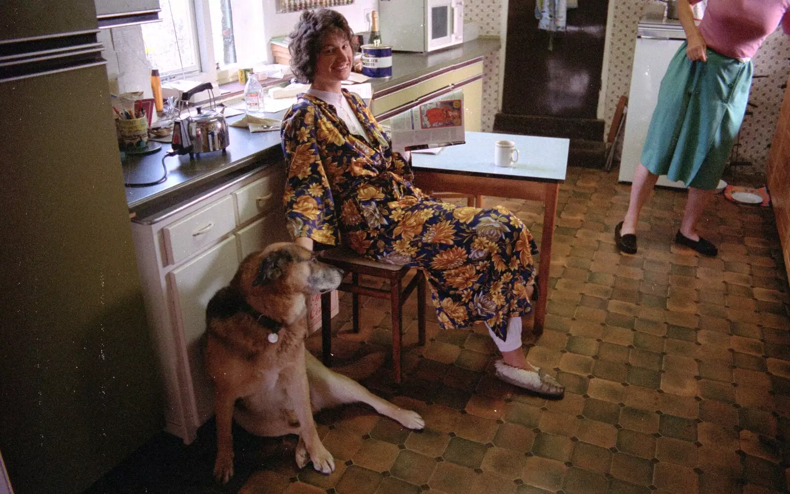 Angela with Marty the dog, from Uni: A Trip to the Riviera and Oberon Gets New Shoes, Torquay and Harbertonford, Devon - 3rd July 1989