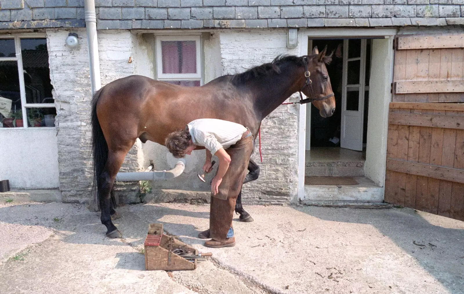 The farrier does his thing, from Uni: A Trip to the Riviera and Oberon Gets New Shoes, Torquay and Harbertonford, Devon - 3rd July 1989