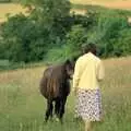 Angela says hi to Oberon's companion pony, Uni: A Trip to the Riviera and Oberon Gets New Shoes, Torquay and Harbertonford, Devon - 3rd July 1989